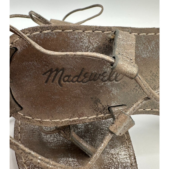 MADEWELL The‎ Boardwalk Gladiator Sandals Womens 5.5 Gold Leather Strappy Beach - Picture 8 of 10